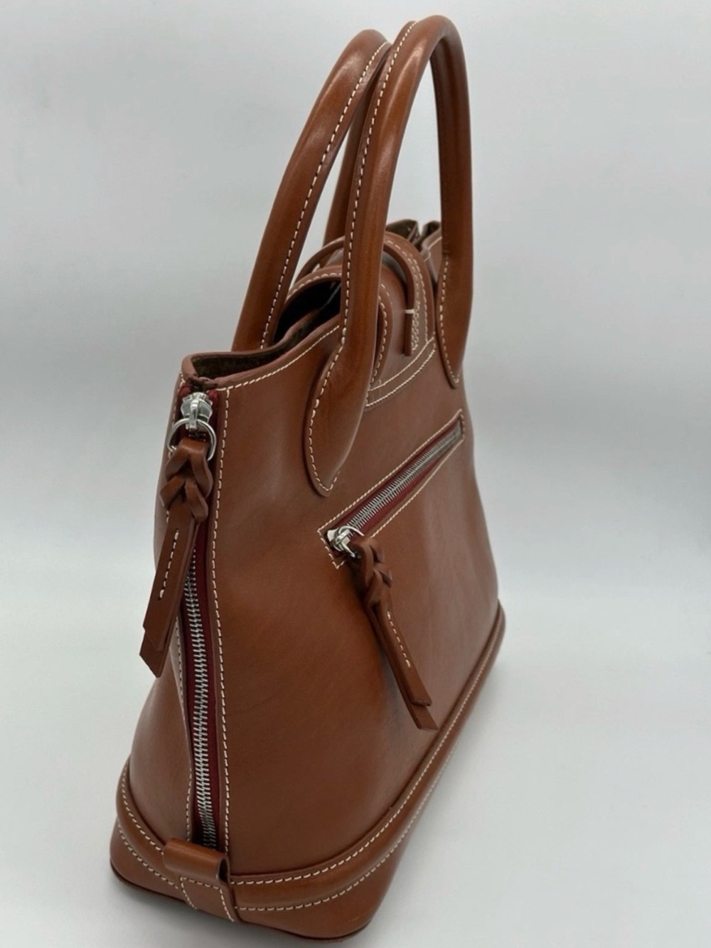 ooney & Bourke Florentine Toscana Side Zip Satchel - Caramel Leather - Picture 3 of 14
